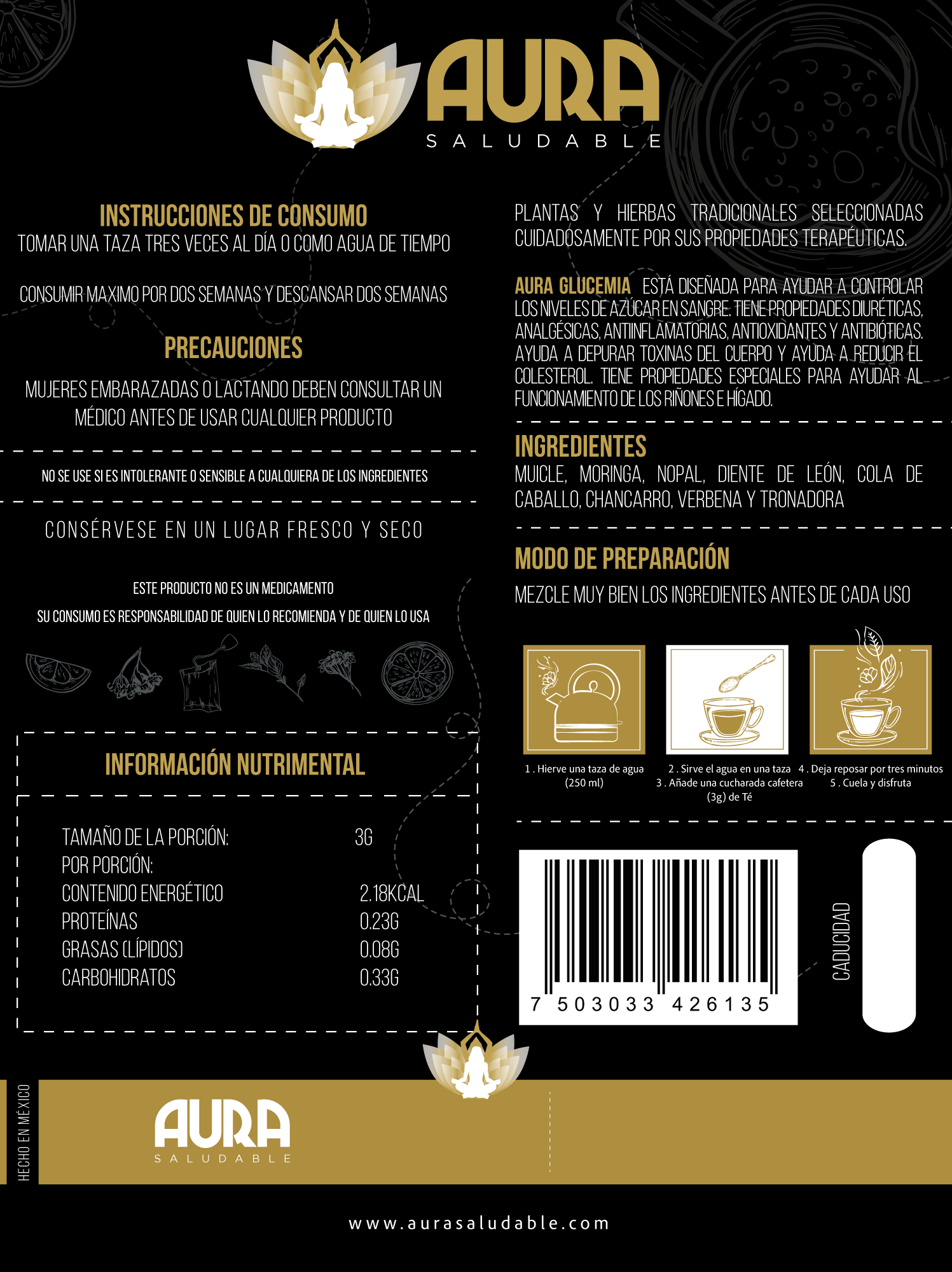 Etiqueta Trasera Te para la Diabetes